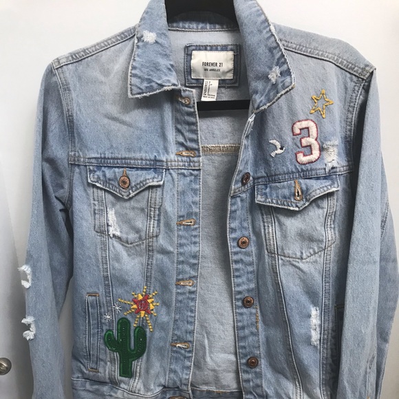2/20$ Forever 21 denim jacket with character🌸 - Picture 1 of 3